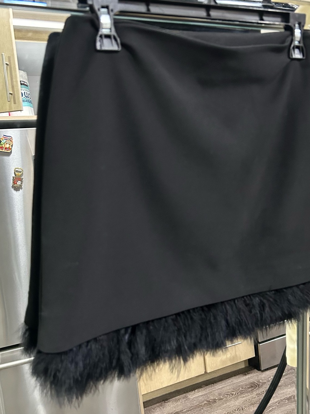 Express Black Mini Skirt with Faux-Fur Trim